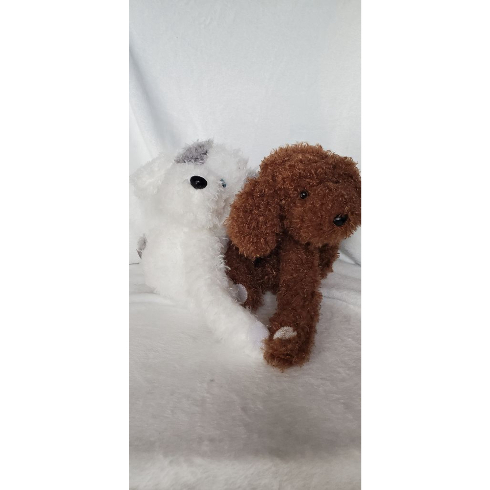 BFF puppies! Brown White Grey Plush Hugging Stuff Animals - Picture 12 of 12
